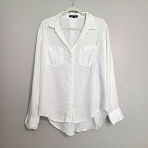 ⚠️DONATING SOON‼️ White Button-up Casual Minimal Beachy Breezy Blouse XL